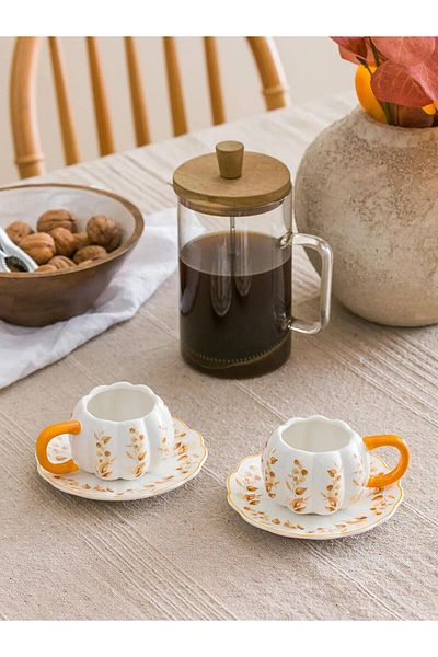 LC Waikiki Lcw Home Printed Porcelain Coffee Cup Set for 2 Persons 90 ml (W5)