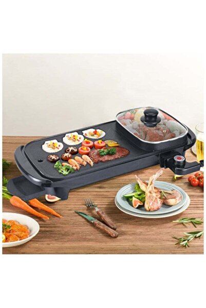 Generic Multifunctional Nonstick Electric BBQ Raclette Hotpot with Dual Grill Pan for Indoor Korean Style Ba