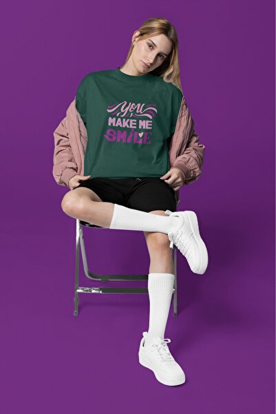 ArtYus تي شيرت رجالي/نسائي مطبوع عليه YOU MAKE ME SMILE برقبة دائرية وأكمام ق...