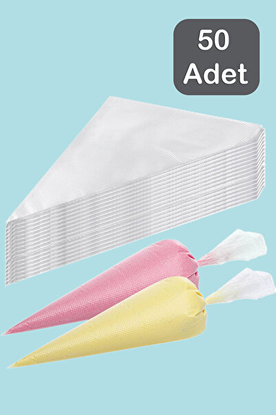 tafce 50 Adet Krema Poşeti Kek Pasta Süsleme Kullan At Krem Şanti Sıkma Torbası, Krema Torbası