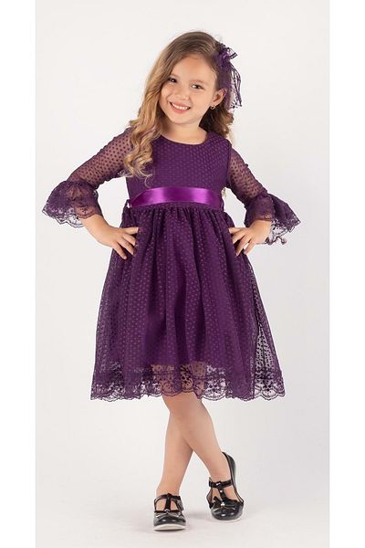 s.t. sebat tekstil Lace Girl Princess Dress with Hat and Ribbon Sb228