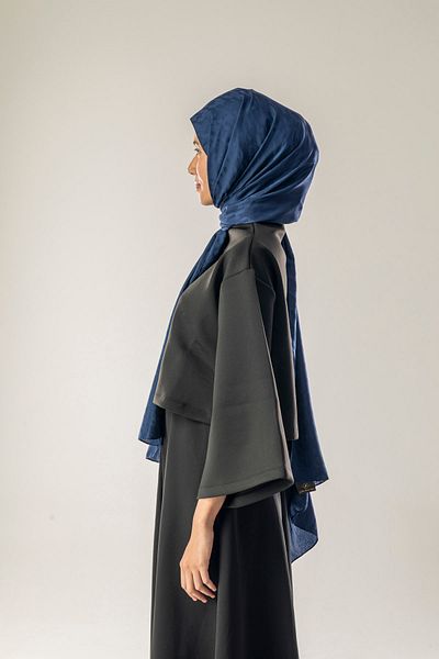 FLEUR SOİE Cosmic Blue Big Scissors Pattern Jacquard Shal