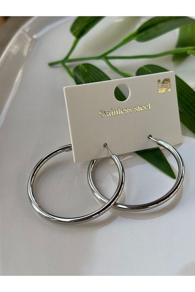 Blotch Style Steel Hoop Earrings 4 cm
