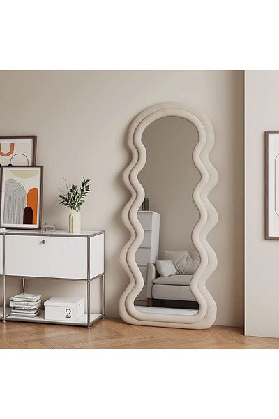 Generic Wavy velvet mirror (Beige)