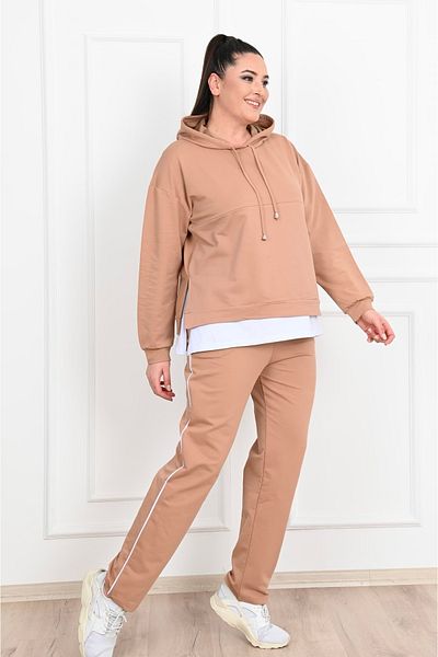 Bigsize Women's plus size tracksuit 3168-22 - Beige, 3XL