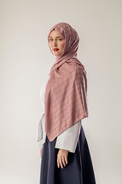 FLEUR SOİE Stone Pink Big Hawkbeak Pattern Jacquard Shal