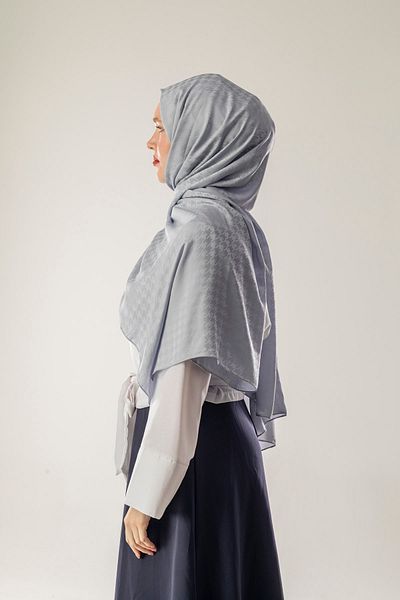 FLEUR SOİE Ice Blue Small Snowshoe Pattern Jacquard Shal