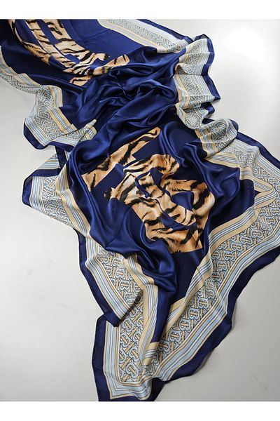 Webinay Home B Pattern Tiger Imported Silk Voile Shawl Scrafs Hijab