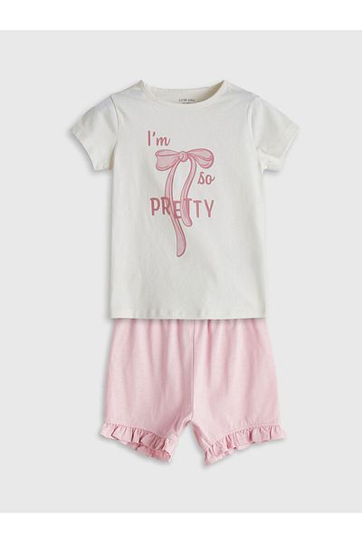 LC Waikiki Baby Girl T-Shirt and Shorts with Ribbon Detail 2-Piece