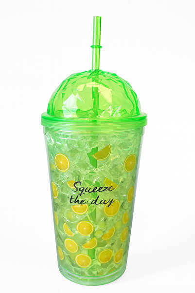 Two Two كوب مشروبات صيفي ملون منقوش مع ماصة 101