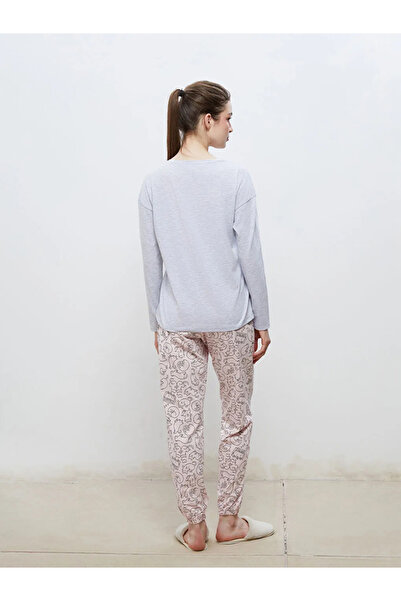 LC Waikiki LCW DREAM Pembe Bisiklet Yaka Baskılı Kadın Pijama Takımı