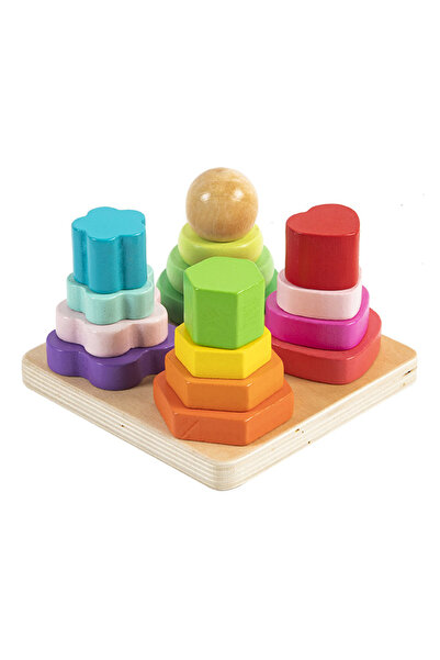 sallma Piramida Montessori 4 turnulete cu forme colorate