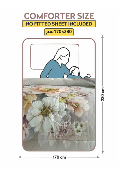 Donetella 2-Piece Digital Print Comforter Set – Twin Size 170x230 cm, Soft Microfiber Bedding Set.