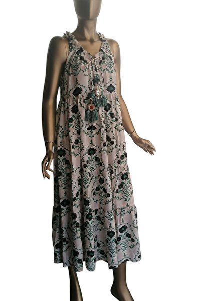 HIND Askılı otantik ipek elbise