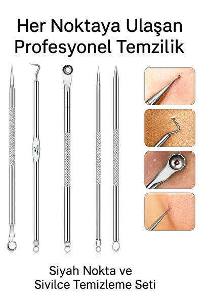 poswicon Siyah Nokta Akne Temizleyici Kutulu 4'lü Set Özel Seri Paslanmaz Çel...