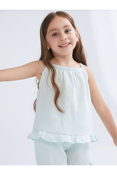 LC Waikiki Embroidered Girl's Blouse and Shorts 2-Piece