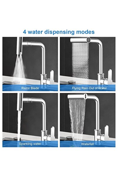 K Korman Baterie baie cu cartuș ceramic, cioc rotativ, 4 funcții, finisaj cromat