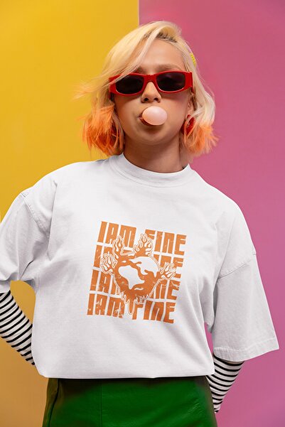 ArtYus Unisex Men/Women I'M Fine Color Printed Oversize 100% Cotton T-Shirt