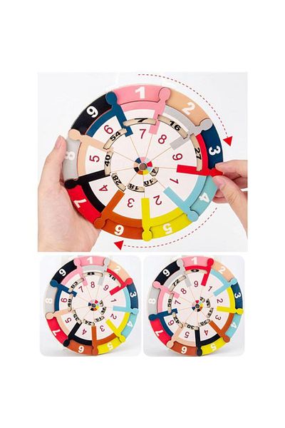 sallma Joc Montessori 2 in 1, tabla inmultirii, impartirii si asociere animale din lemn