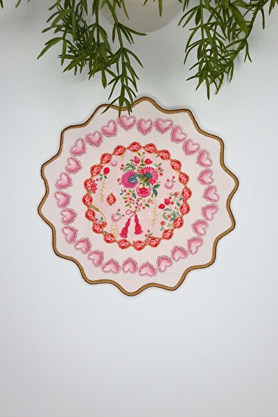 decofav منديل كوكتيل بحافة مطرزة باللون الوردي المزهر من Love Bloom قطعة واحدة