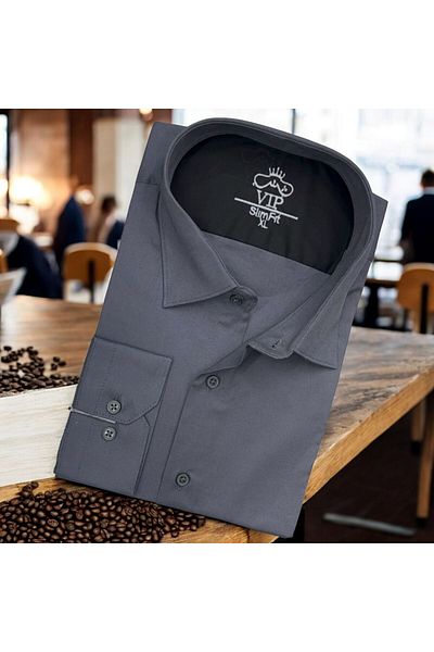 GÖMLEK GALERİSİ Slim Fit Slim Fit Plain Long Sleeve Men's Shirt