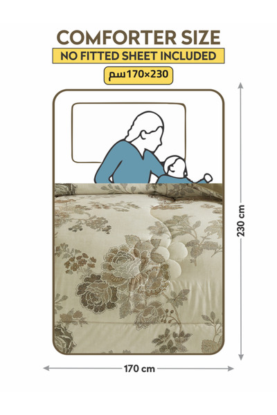 Donetella 2-Piece Digital Print Comforter Set – Twin Size 170x230 cm, Soft Microfiber Bedding Set.