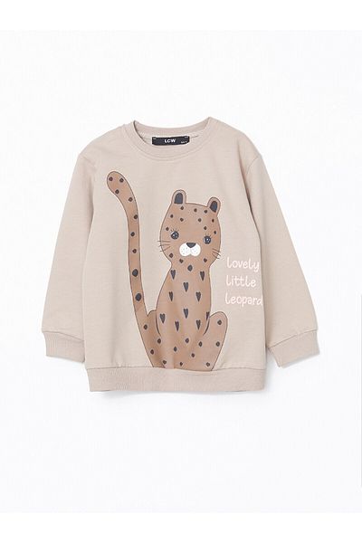 LC Waikiki Crew Neck Printed Baby Girl Tracksuit Set