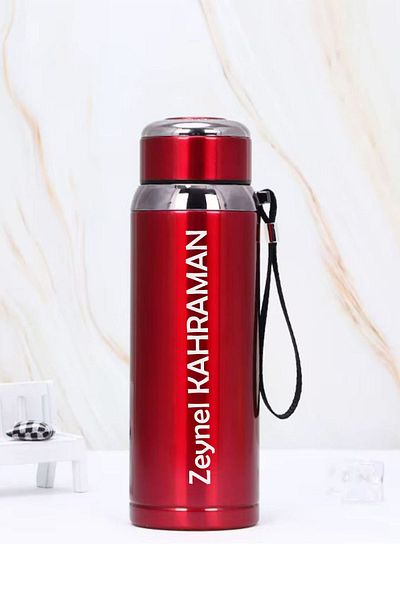 İŞTE BU 1 Liter Stainless Steel Name Printed Thermos |   12 Hours Hot and Cold Keeping |   Durable Structure