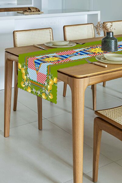 decofav Sole di Sicilia Runner verde tăiat cu laser cu model de soare