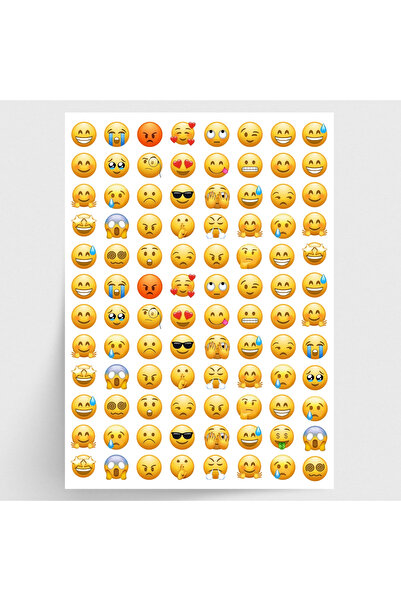 Bimotif Karışık emoji, duygu ve yüz ifadesi sticker seti, 96 adet