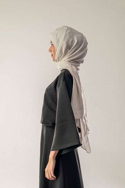 FLEUR SOİE Off White Checkerboard Pattern Jacquard Shal