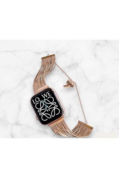 Bushco Store ساعة Apple Watch المتوافقة مع حبل من القش المهدب 38-40-41/ساعة 10 42 ملم