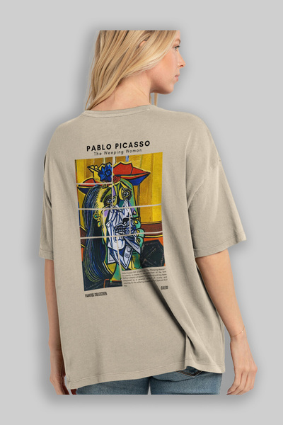 Ankhises Παμπλός Πικάσο Μπλουζάκι με στάμπα πίσω μεγάλου μεγέθους Ανδρικό Γυναικείο Βαμβακερό μπλουζάκι με λαιμόκοψη