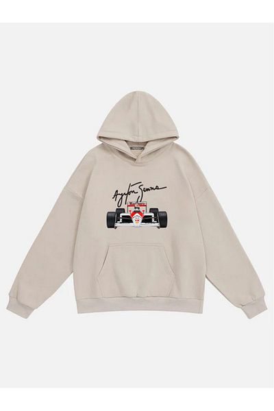 Mad&Calf Unisex Aytron Senna με στάμπα με κουκούλα Fleece Oversize