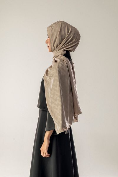 FLEUR SOİE Beige Zigzag Pattern Jacquard Shal