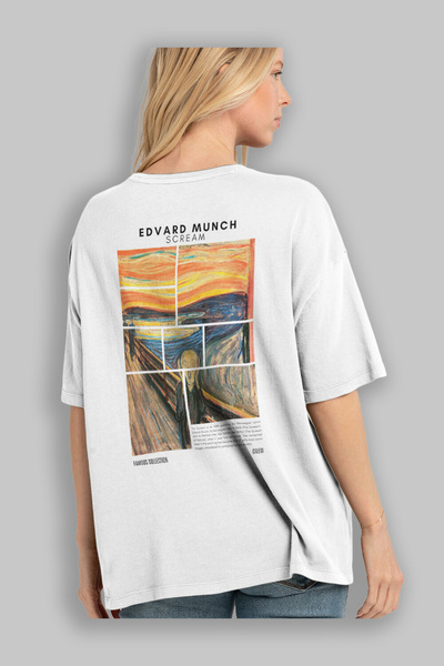 Ankhises Edvard Munch Scream Back Printed Oversize T-shirt Ανδρικό Γυναικείο Βαμβακερό μπλουζάκι με λαιμόκοψη