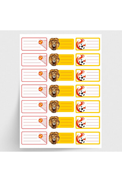 Bimotif Sarı-Kırmızı isimlik okul etiketi, sticker seti, 21 adet