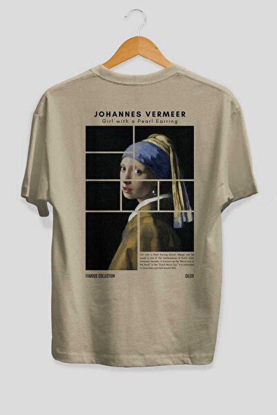 Ankhises Johannes Vermeer Back Printed Oversize T-shirt Ανδρικό Γυναικείο Βαμβακερό μπλουζάκι με λαιμόκοψη