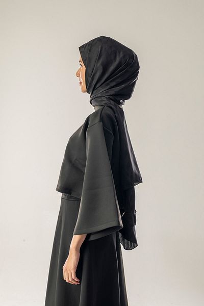 FLEUR SOİE Black Zigzag Pattern Jacquard Shal