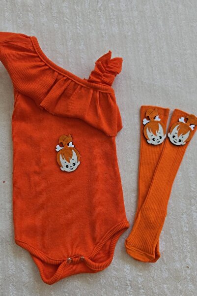 Al Ver Gülüm Kız Bebek Ribana Tek Kol Askılı Çıtçıtlı Body Çorap set