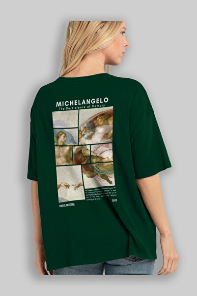 Ankhises Michelangelo Back Printed Oversize T-shirt Ανδρικό Γυναικείο Βαμβακερό μπλουζάκι με λαιμόκοψη