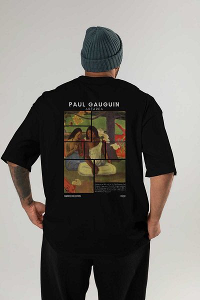 Ankhises Paul Gauguin Arearea Back Printed Oversize T-Shirt Men Women Crewneck Cotton Tshirt