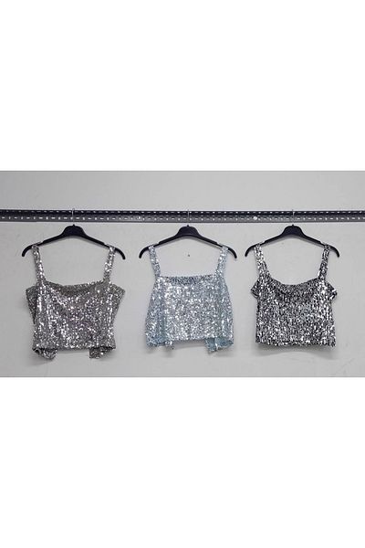 MODAGK Backless Sequin Sequin Blouse