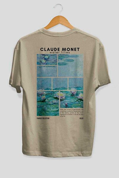 Ankhises Claude Monet Back Printed Oversize T-shirt Ανδρικό Γυναικείο Βαμβακερό μπλουζάκι με λαιμόκοψη