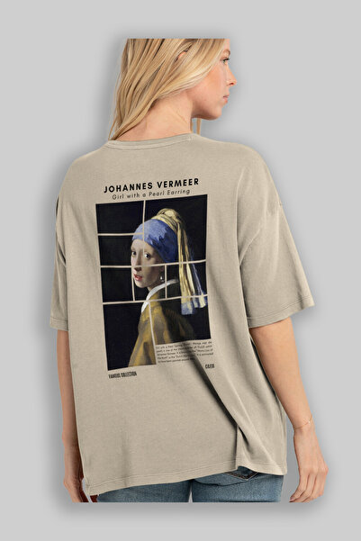 Ankhises Johannes Vermeer Back Printed Oversize T-shirt Ανδρικό Γυναικείο Βαμβακερό μπλουζάκι με λαιμόκοψη