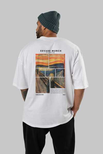 Ankhises Edvard Munch Scream Back Printed Oversize T-shirt Ανδρικό Γυναικείο Βαμβακερό μπλουζάκι με λαιμόκοψη