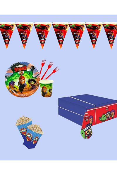 Evabrite Brawl Stars Birthday Party Set - Boy Party Decorations for 32 People