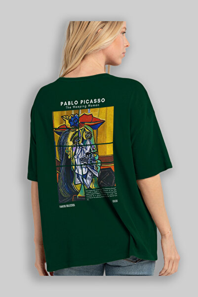 Ankhises Pablo Picasso Back Printed Oversize T-Shirt Men Women Crewneck Cotton Tshirt
