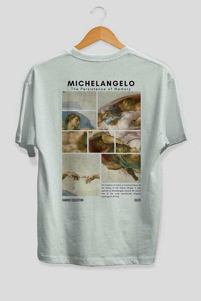 Ankhises Michelangelo Back Printed Oversize T-Shirt Men Women Crew Neck Cotton Tshirt