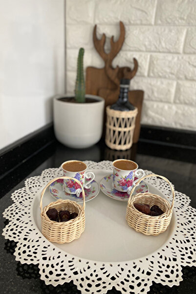 Home Minibask El Yapımı Rattan Kahve Sunumluk 2'li